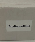 Cardboard box labeled 'BuyBocceBalls', suggesting packaging for bocce ball accessories.
