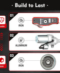 Components of Honda GX340 GX390 Electric Start Kit with Flywheel Motor showing iron and aluminum parts for durability.