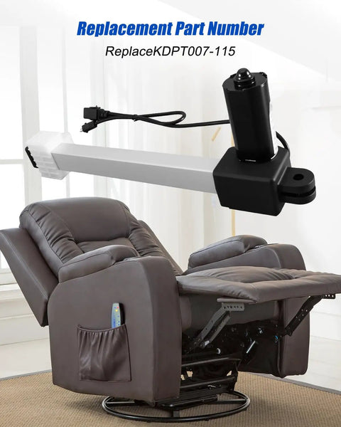 Recliner Linear Actuator Kit Fit For Kaidi Motor KDPT007 115 226mm Stroke shown with recliner chair