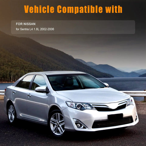 Silver Nissan Sentra 1.8L 2002-2006 by a scenic lake, showing compatibility for Alternator 80 Amp 12 Volt Replacement