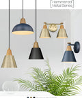 One Light Wall Sconce With Hammered Metal Shade Modern Vanity Bath Lighting For Mirror Bedroom Blue Finish E26 Base Compatible