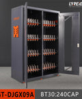 CNC Tool Holder Cabinet Storage Organizer Rack For CAT30 BT Tools In Warehouses And Machining Centers Built Tough With Heavy Duty Steel Construction 240 Capacity Durable Tool Tray Holder System, open cabinet view