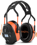 Orange Bluetooth Hearing Protection Headphones With FM Radio 29dB NRR Noise Canceling Wireless Headset Built In 4GB Memory Card And Microphone