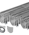Three Pack Drainage Trench And Driveway Channel Drain With Galvanized Steel Grate Direct Runoff Away From Driveways And Patios No More Standing Water Protect Surfaces Easy Interlocking Sections For Quick Setup
