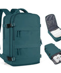 Airline Approved Travel Backpack For Women And Men, Carry-On Size, Waterproof Luggage Daypack in A-peacock Blue with laptop and shoe compartment