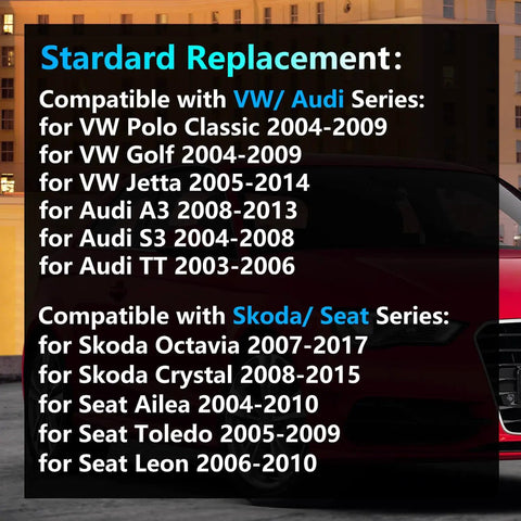 Compatibility list for Automatic Transmission Shift Cable Connector Base 09G321397A with VW, Audi, Skoda, Seat models.