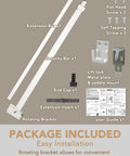 Package contents of Extendable Sliding Door Security Lock Bar For Child Safety, Anti Lift Lock, Adjustable 19 To 51 Inches with parts labeled.