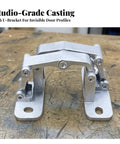 Heavy Duty Concealed Door Hinge Precision Cast Rust Resistant Steel Invisible Flush Mount, U-Bracket for doors.