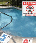 6x6 Inch Pool Depth Marker Stickers No Diving Warning Signs For Shallow Water 3ft 4ft 5ft 6ft Non Slip Adhesive Pool Safety Decor