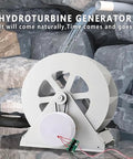 Low Flow Micro Hydroelectric Generator For Home Use with durable turbine system installed on rock surface with water flow