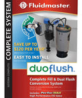 Packaging of Dual Flush Conversion System For 2 Inch Toilets With Complete Fill Save Water And Money Up To 45 Percent Retrofit
