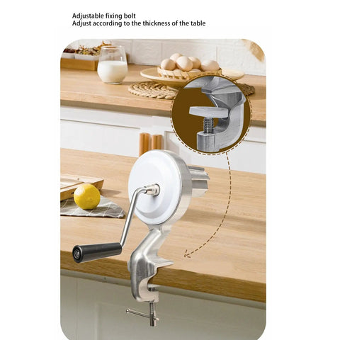 Hand Crank Cavatelli Pasta Maker For Homemade Italian Pasta Manual Roller Machine for Gnocchi shown installed on a kitchen counter