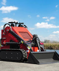 Compact Skid Steer Loader With Fork Attachments And Bucket Attachment And 23 HP Gas Engine Stand On Crawler by riverside