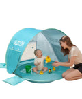 Baby Beach Tent Pop Up Shade Pool With UPF 50 UV Protection Sun Shelter For Infants with mother and baby playing