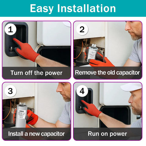 Installation steps for Capacitor Compatible With RV Air Conditioner 50/5uF 5 Percent 370V/450VAC CBB65 Run Capacitor