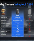 Bidirectional OBD2 Scanner With Bluetooth For iOS And Android D200 feature comparison chart vs competitors, highlighting advantages