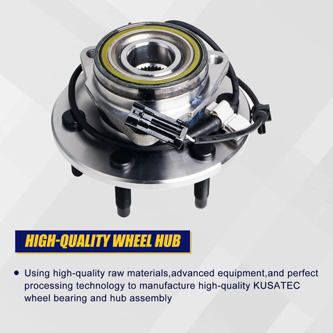Front Wheel Bearing And Hub Assembly Set For Chevy Avalanche 1500 Tahoe Express 1500 And 2500 Cadillac Escalade ESV EXT AWD GMC Savana 1500 2500 AWD 6 Lug With ABS on white background