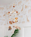 Traditional Paste The Wall Safari Nursery Wallpaper With Watercolor Lions Elephants And Giraffes Print In Neutral Jungle Tones