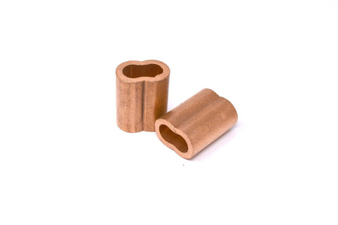 Beefy Copper Swage Sleeves And Ferrule Clips For One Sixteenth Inch Wire Rope Oval Duplex Crimping Loop Fittings Pack Of 300, two pieces