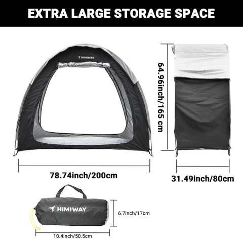 All Weather Two Bike Shed Tent With Double Doors PU4000 Silver Coated 210D Oxford Fabric Foldable Outdoor Bike Shelter dimensions