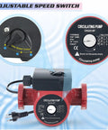 115V 1 Inch FNPT Flanged Hot Water Recirculating Pump with 3 Speed Switchable Circulation Control Dial and Power Cord