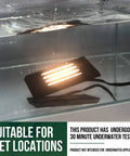 12V 3W Surface Mount LED Step Light With Horizontal Louver Faceplate submerged for waterproof test, suitable for wet locations