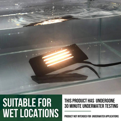 12V 3W Surface Mount LED Step Light With Horizontal Louver Faceplate submerged for waterproof test, suitable for wet locations