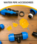 UKCOCO 7 Piece Water Threading Tap And Die Set Plastic Steel Multifunctional Diy Pvc Pipe Tool Kit For Easy Accurate Plumbing Installations with blue and yellow water pipe accessories.