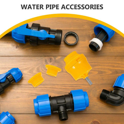 UKCOCO 7 Piece Water Threading Tap And Die Set Plastic Steel Multifunctional Diy Pvc Pipe Tool Kit For Easy Accurate Plumbing Installations with blue and yellow water pipe accessories.