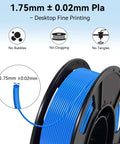 Blue spool of Regular PLA Filament 1.75mm 53mm 250g for 3D printing, showing no bubbles, clogging, or tangles.