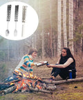 Foldable Butterfly Spork Camping Set Stainless Steel Utensils For Hiking And Backpacking near campfire outdoors