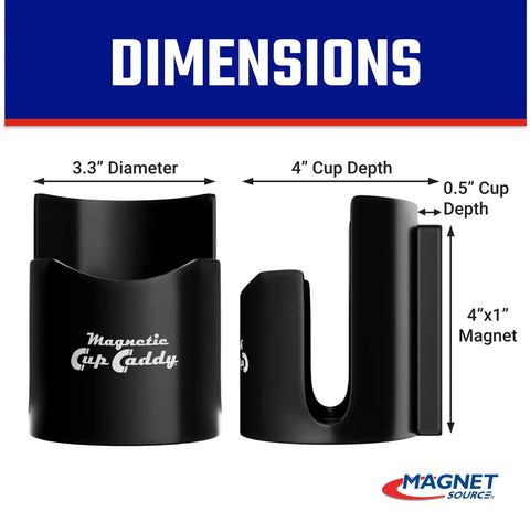 Dimensions of Heavy Duty Magnetic Cup Holder Caddy For Bottles Cups Mugs And Cans Plus Small Tools with 3.3 inch diameter.