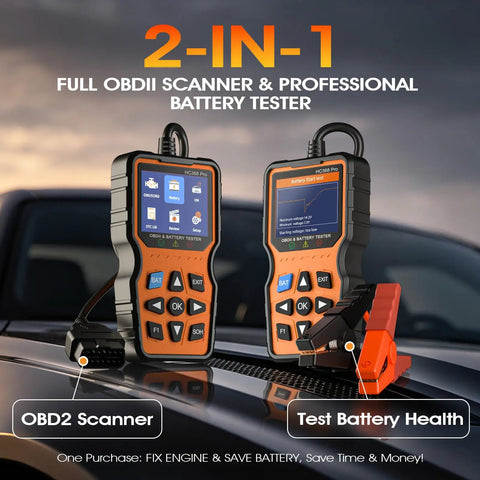 OBD2 Scanner With Battery Tester 2 In 1 Fast Fault Code Reader And 12V Battery Health And Charging System Analyzer for cars