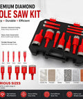 Premium 12Pcs Diamond Hole Saw Kit With High Performance Core Drill Bits For Cutting Tile Glass And Stone With Smooth Precision And Long Lasting Sharp Edges, 6mm-35mm set in case