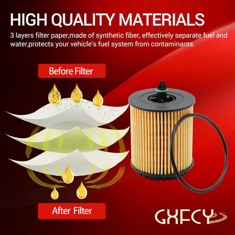 Three-layer filter paper for Six Pack Replacement Oil Filter Set Fits Buick Regal 2.4L 2011 2017, Chevy Cobalt 2.2L 2005 2010, GMC Terrain 2.4L 2010 2017 With PF457G PF458G 12605565 12605566 57082