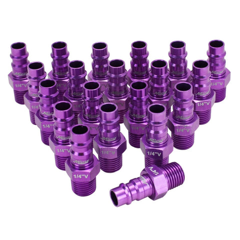 Milton 760VC-20 ColorFit HighFlowPRO V-style 1/4" NPT male plugs, purple, box of 20