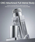 Legendary Electric Coffee Grinder With 55mm Titanium Conical Burr And Dead Straight Stepless Dial Featuring Anti Static Tech For Dope Espresso Pulls In Your Home Rig Setup, featuring a CNC-machined full metal body.