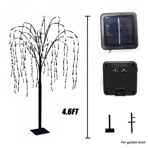 Solar Willow Tree With 200 LEDs Outdoor Garden Decor That Pops Waterproof Pathway Lighting With Blinking Lighted Branches 4.6 Ft White Glow