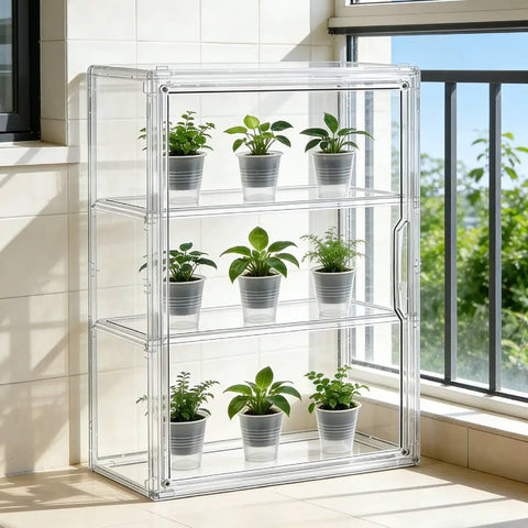 Indoor Mini Greenhouse Stackable For Small Plants With Clear Waterproof Door Compact Yet Dope 14 By 5.5 By 10.5 Inches Space Saving Seedling Starter For Windowsill Or Balcony Perfect For Urban Gardens