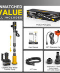 Heavy Duty Tough As Nails Cordless Stick Water Transfer Pump For Gasoline Diesel And Fuel Liquid Moving Tool Only Compatible With 20 Volt Power Tools No Sweat with accessories and packaging.