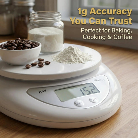 High Precision Digital Kitchen Scale For Cooking And Baking With 5 Kg 11 Lb Capacity Stainless Steel Platform Large LCD Display
