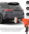 Glass Polishing Kit For Scratch Removal With 100g Cerium Oxide Powder showing buffer near car windshield repair