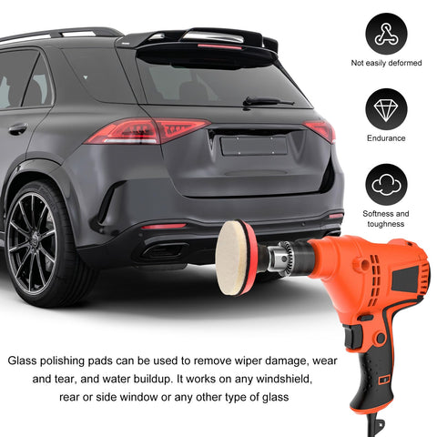 Glass Polishing Kit For Scratch Removal With 100g Cerium Oxide Powder showing buffer near car windshield repair