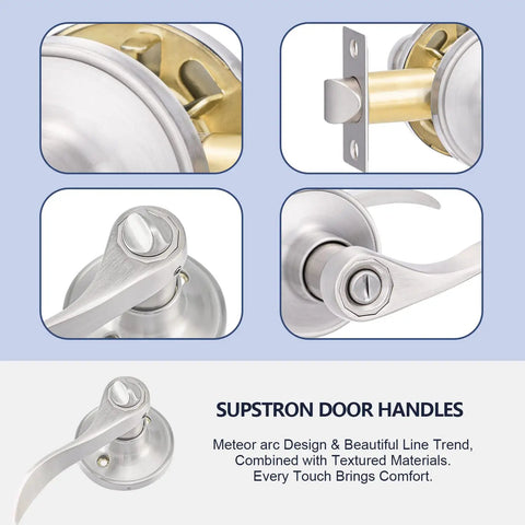 10 Pack Privacy Door Handle Set In Oil Rubbed Bronze, Reversible Interior Door Lever For Closets, Wave Style Lock Details