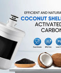 Replacement Refrigerator Water Filter For LG LT500P And Compatible Models, showing coconut shell activated carbon components