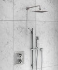 8 Inch Square Rain Showerhead Chrome Finish With Brass Construction Easy Clean Nozzles And Pressure Compensating Flow Control