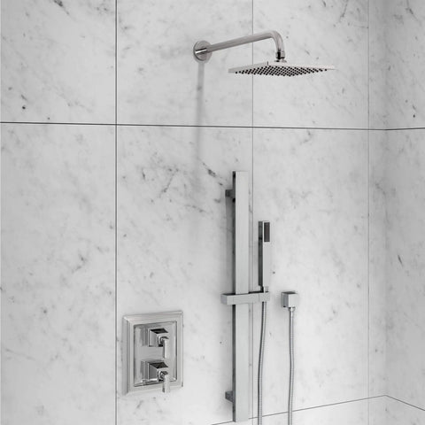 8 Inch Square Rain Showerhead Chrome Finish With Brass Construction Easy Clean Nozzles And Pressure Compensating Flow Control