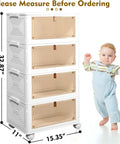 Four Piece Heavy Duty Plastic Storage Bins With Snug Lids Delivering Twenty Three Quarts Per Container Plus Totally Stackable Setup featuring dimensions and a child.