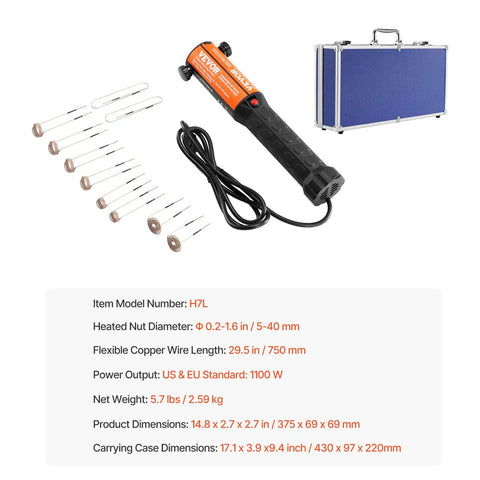 Magnetic Induction Heater Kit, 1000W 110V Portable Handheld Tool, with 10 induction coils and case for auto repairs