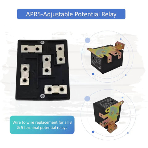 Adjustable Potential Relay With 30A At 110 To 270 VAC For 3 And 5 Terminal Systems 5 HP Motor Rating Normally Closed Contacts